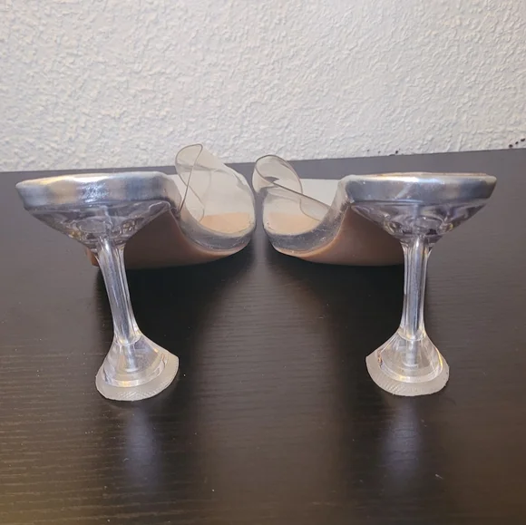 Mudd Y2K 90s Clear Transparent Techno Square Open Toe Sandal Heels - Picture 4 of 7